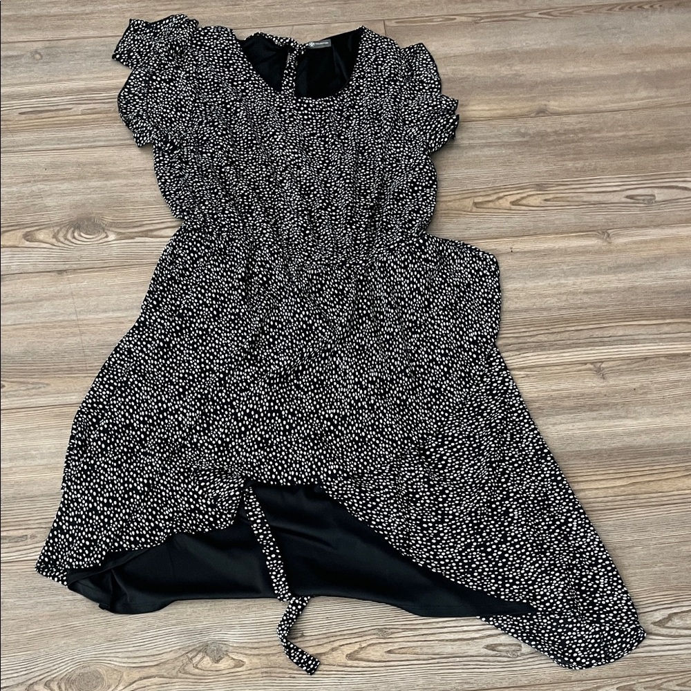 Black and White Polka Dot Dress with Bow